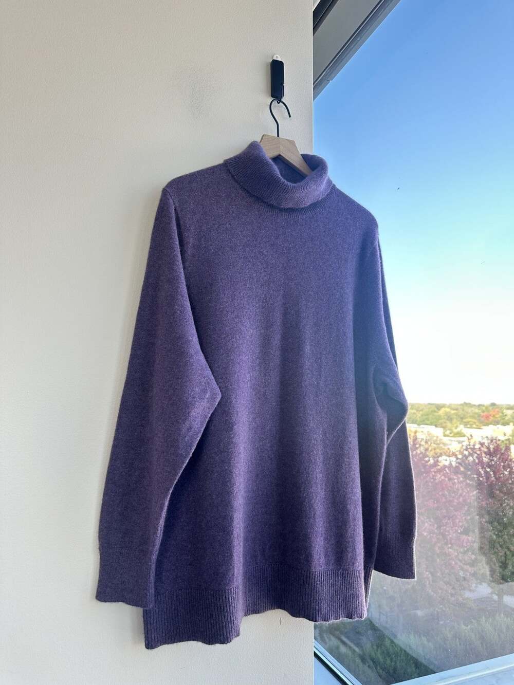 Lands' End 100% Cashmere Purple Turtleneck Cozy Sweater Sz 3X 24W-26W